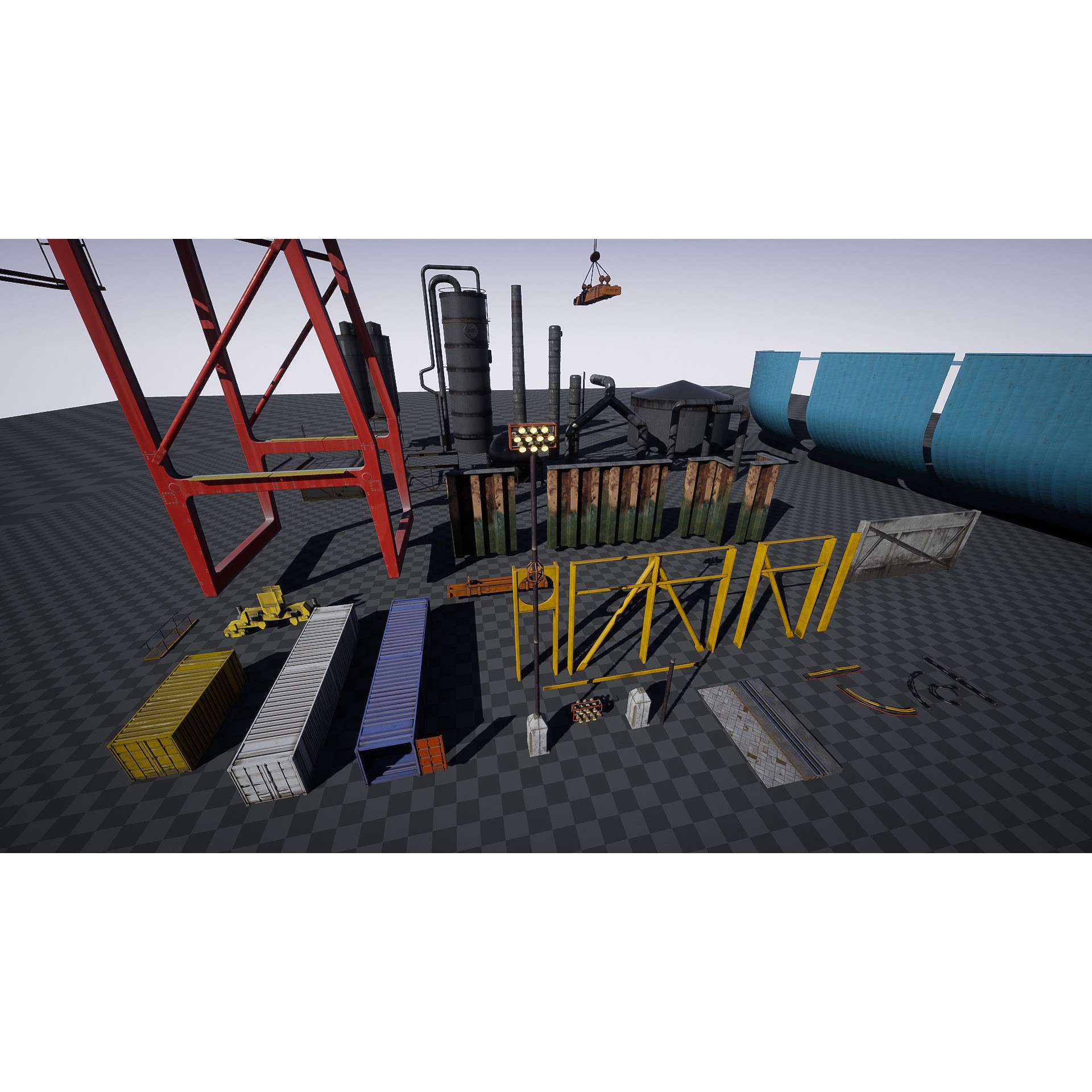 Container Yard Environment Set - Low-Poly Game-Ready 3D Model