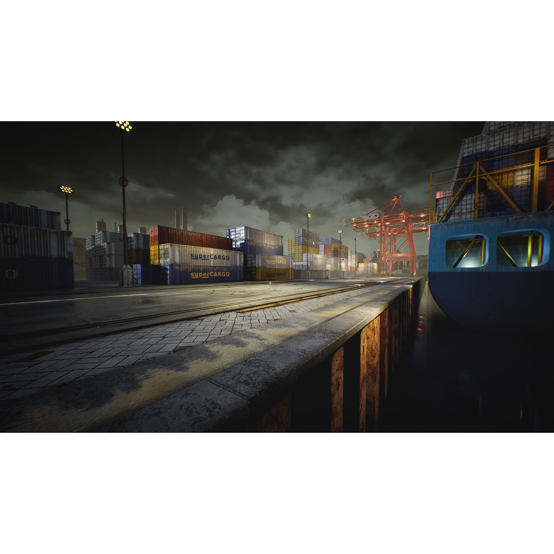 Container Yard Environment Set - Low-Poly Game-Ready 3D Model - View 3