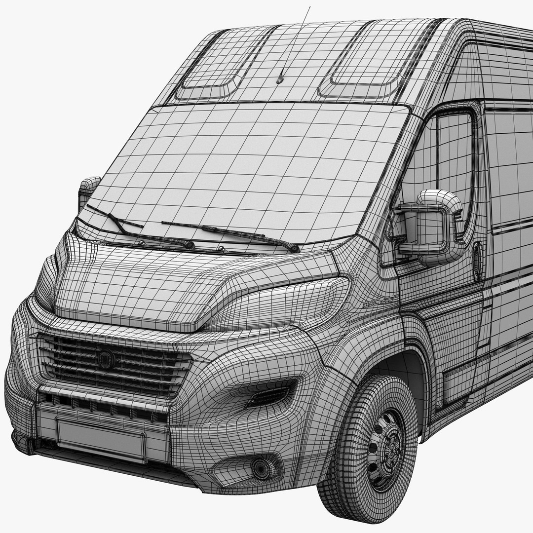 FIAT Ducato LWB 3D Model – Medium Roof Commercial Van, FBX, OBJ - View 19