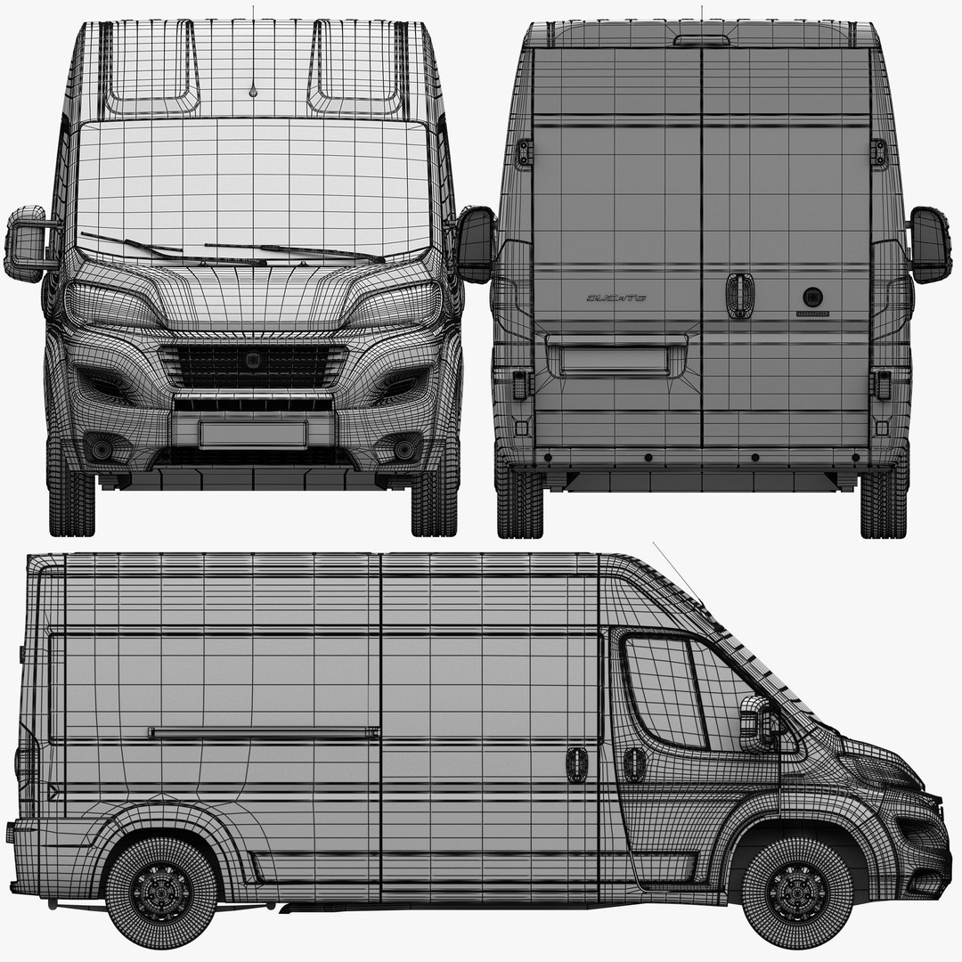 FIAT Ducato LWB 3D Model – Medium Roof Commercial Van, FBX, OBJ - View 27