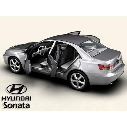 Hyundai Sonata 3D Model – High Poly Vehicle with Detailed Interior, FBX/OBJ - View 6