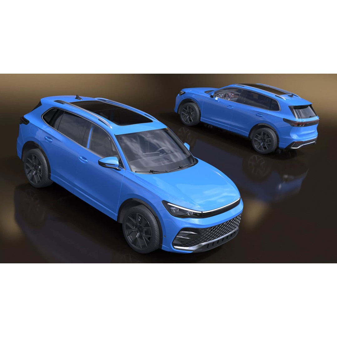 Modern Blue Crossover SUV 3D Model – High Poly PBR Asset, FBX - View 11