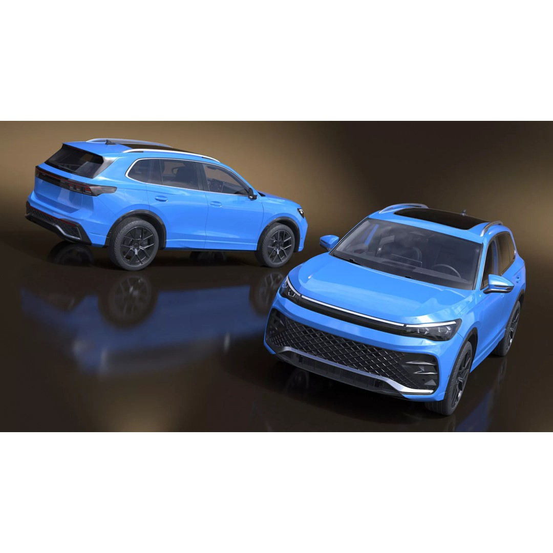 Modern Blue Crossover SUV 3D Model – High Poly PBR Asset, FBX - View 13