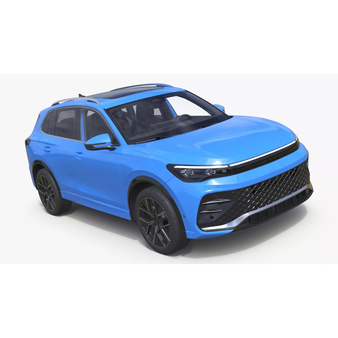 Modern Blue Crossover SUV 3D Model – High Poly PBR Asset, FBX - View 2