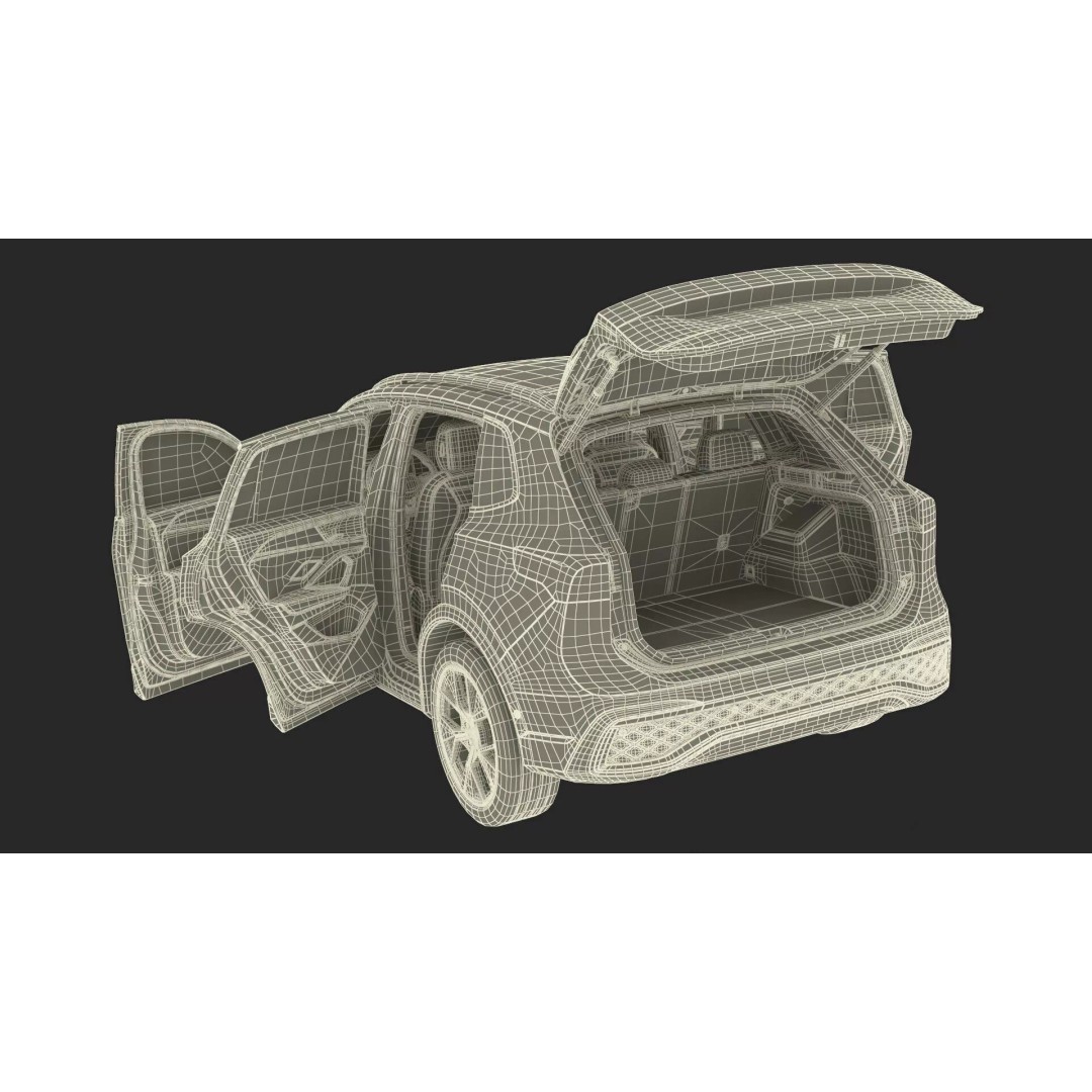 Modern Blue Crossover SUV 3D Model – High Poly PBR Asset, FBX - View 45