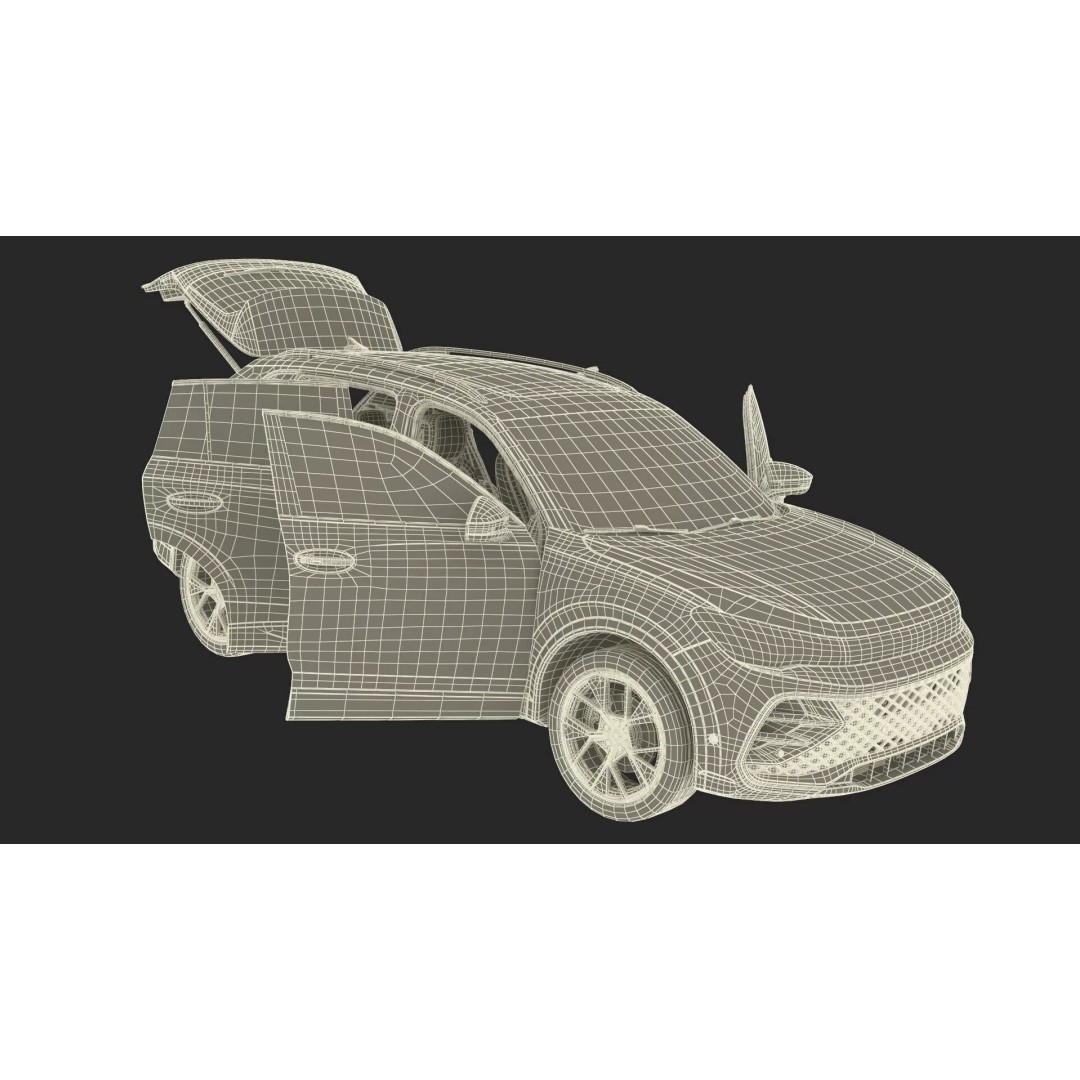 Modern Blue Crossover SUV 3D Model – High Poly PBR Asset, FBX - View 46