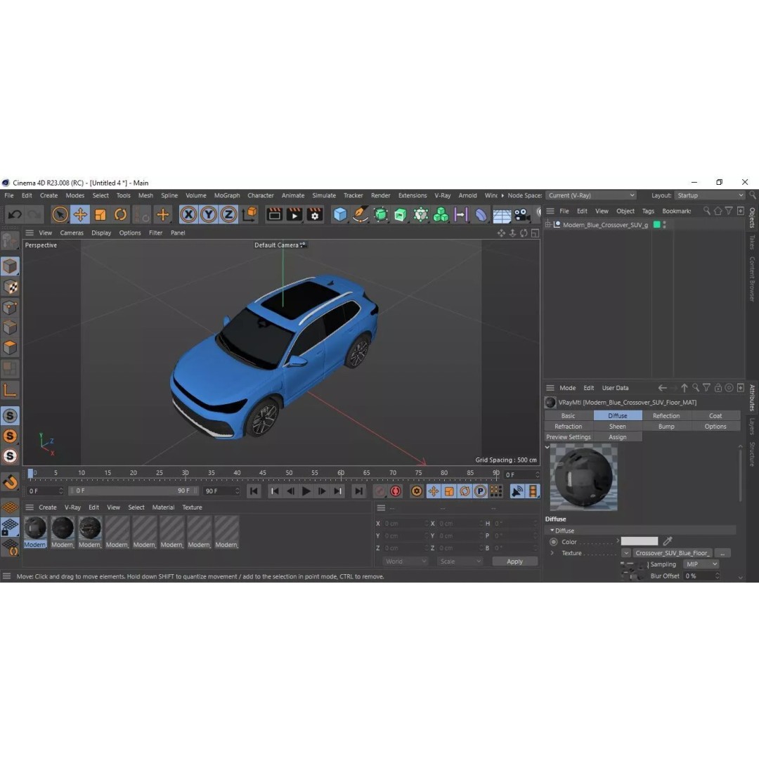 Modern Blue Crossover SUV 3D Model – High Poly PBR Asset, FBX - View 48
