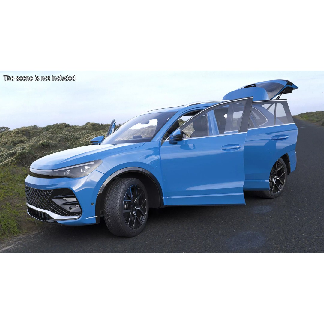 Modern Blue Crossover SUV 3D Model – High Poly PBR Asset, FBX - View 5