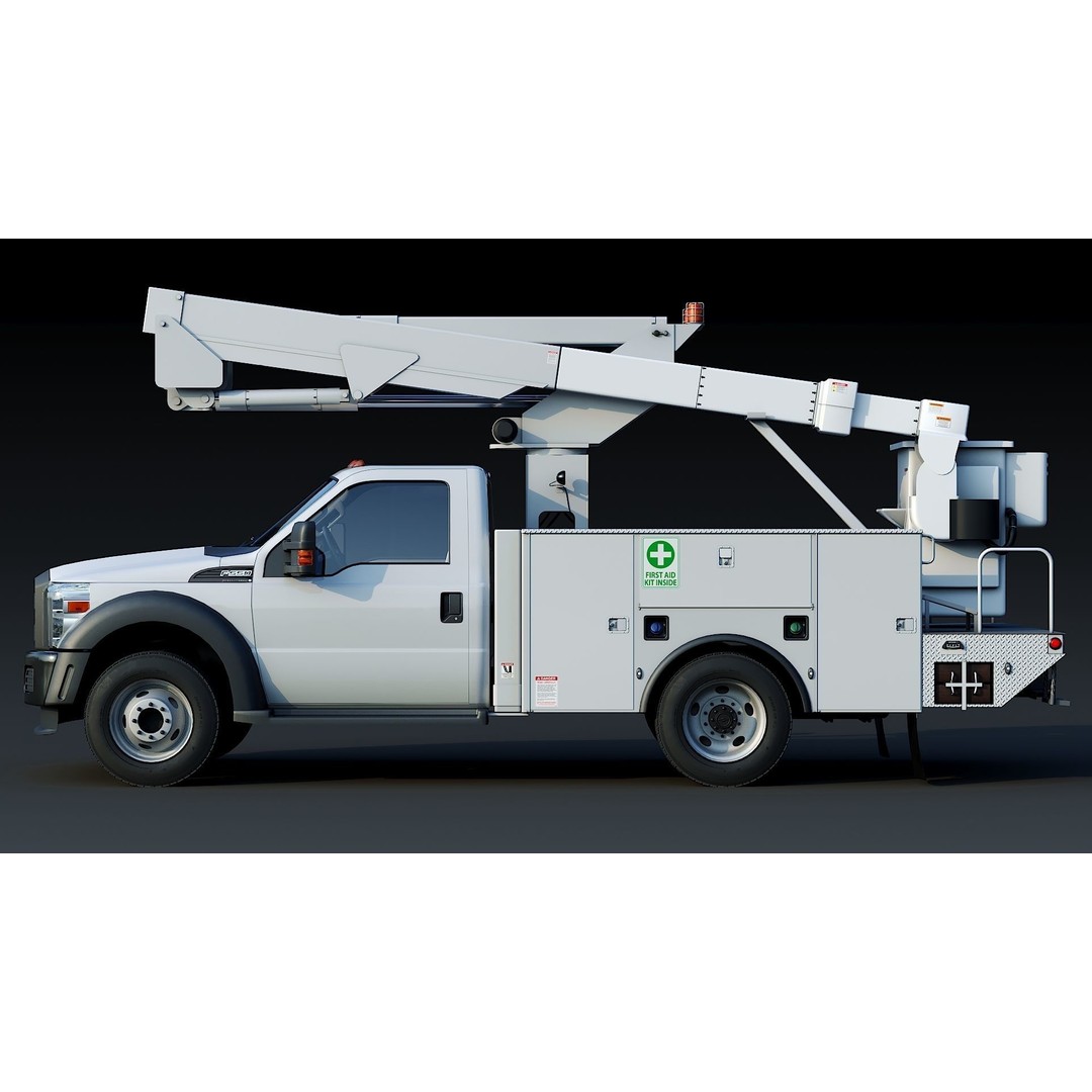 Bucket Truck 3D Model – Low Poly Boom Truck with PBR Textures - View 16
