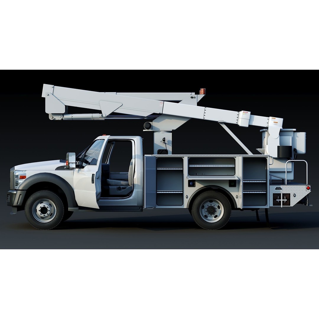 Bucket Truck 3D Model – Low Poly Boom Truck with PBR Textures - View 17
