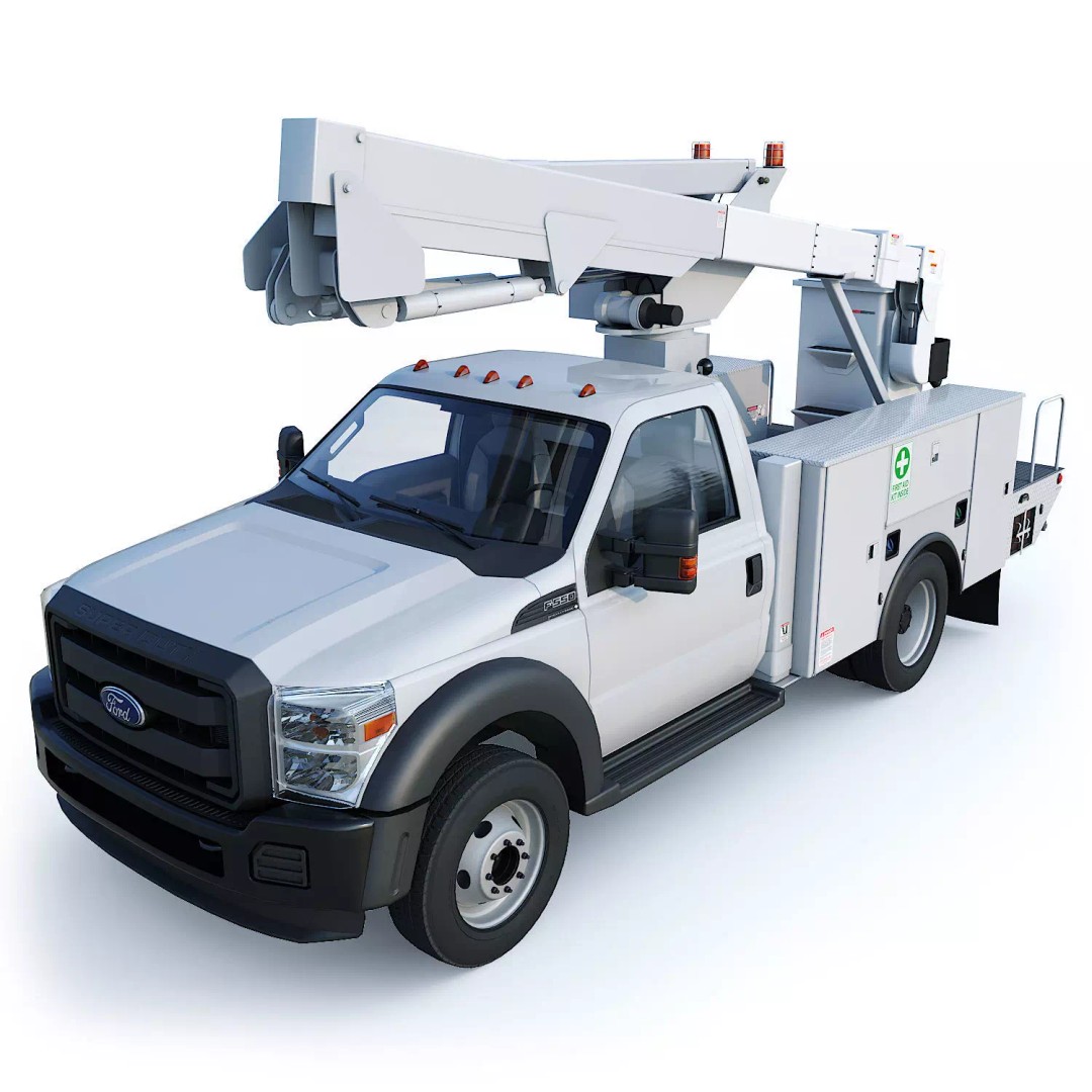 Bucket Truck 3D Model – Low Poly Boom Truck with PBR Textures - View 2