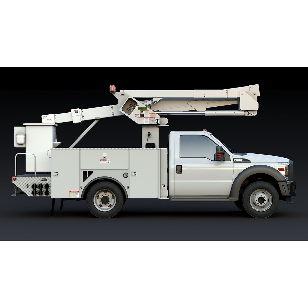 Bucket Truck 3D Model – Low Poly Boom Truck with PBR Textures - View 3