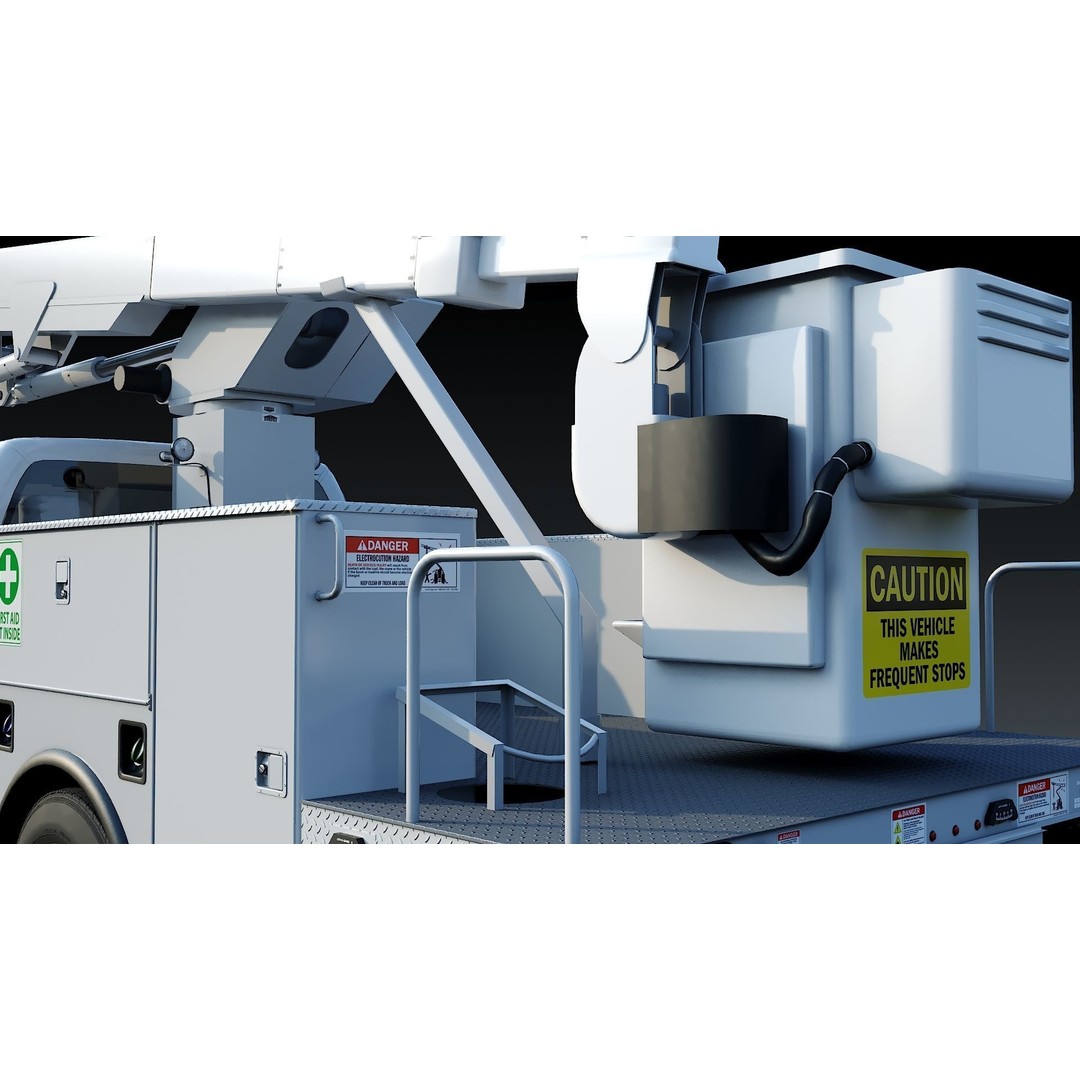 Bucket Truck 3D Model – Low Poly Boom Truck with PBR Textures - View 30