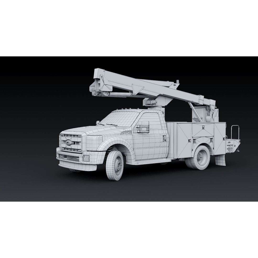 Bucket Truck 3D Model – Low Poly Boom Truck with PBR Textures - View 39