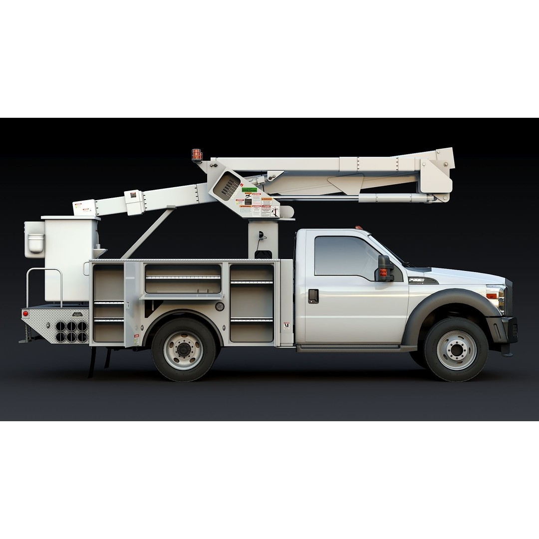 Bucket Truck 3D Model – Low Poly Boom Truck with PBR Textures - View 4