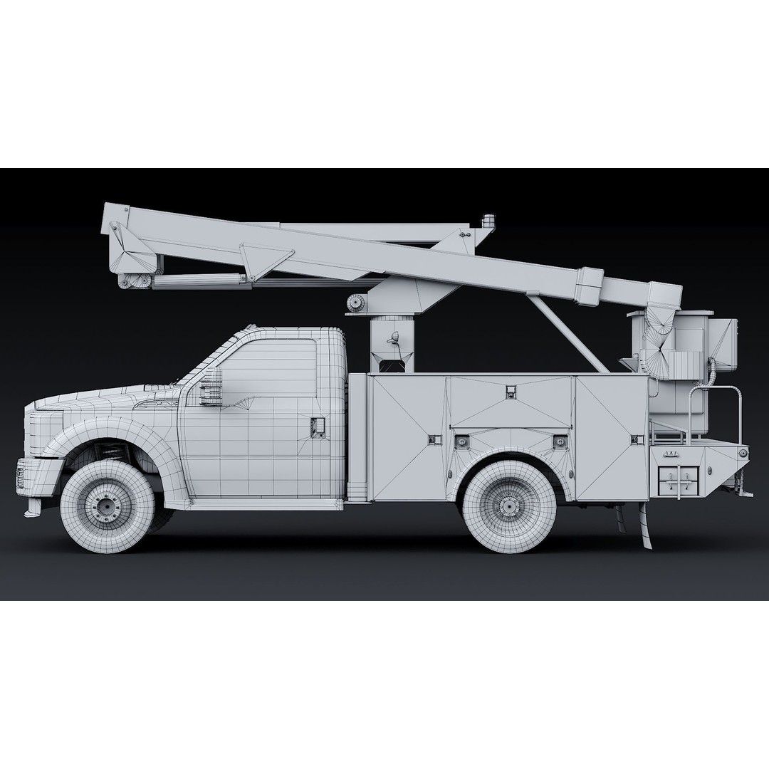 Bucket Truck 3D Model – Low Poly Boom Truck with PBR Textures - View 42