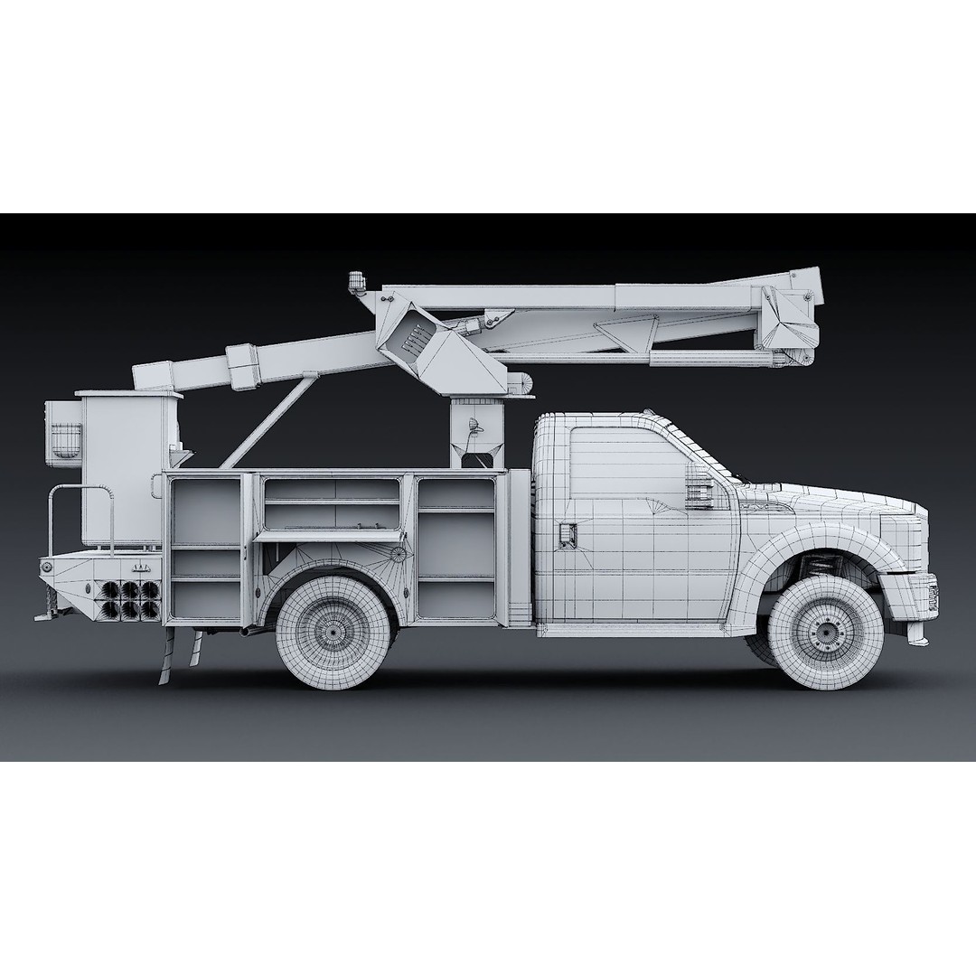 Bucket Truck 3D Model – Low Poly Boom Truck with PBR Textures - View 43
