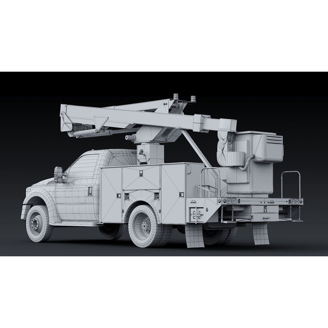 Bucket Truck 3D Model – Low Poly Boom Truck with PBR Textures - View 44