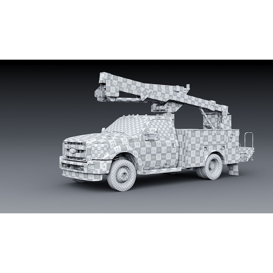Bucket Truck 3D Model – Low Poly Boom Truck with PBR Textures - View 49