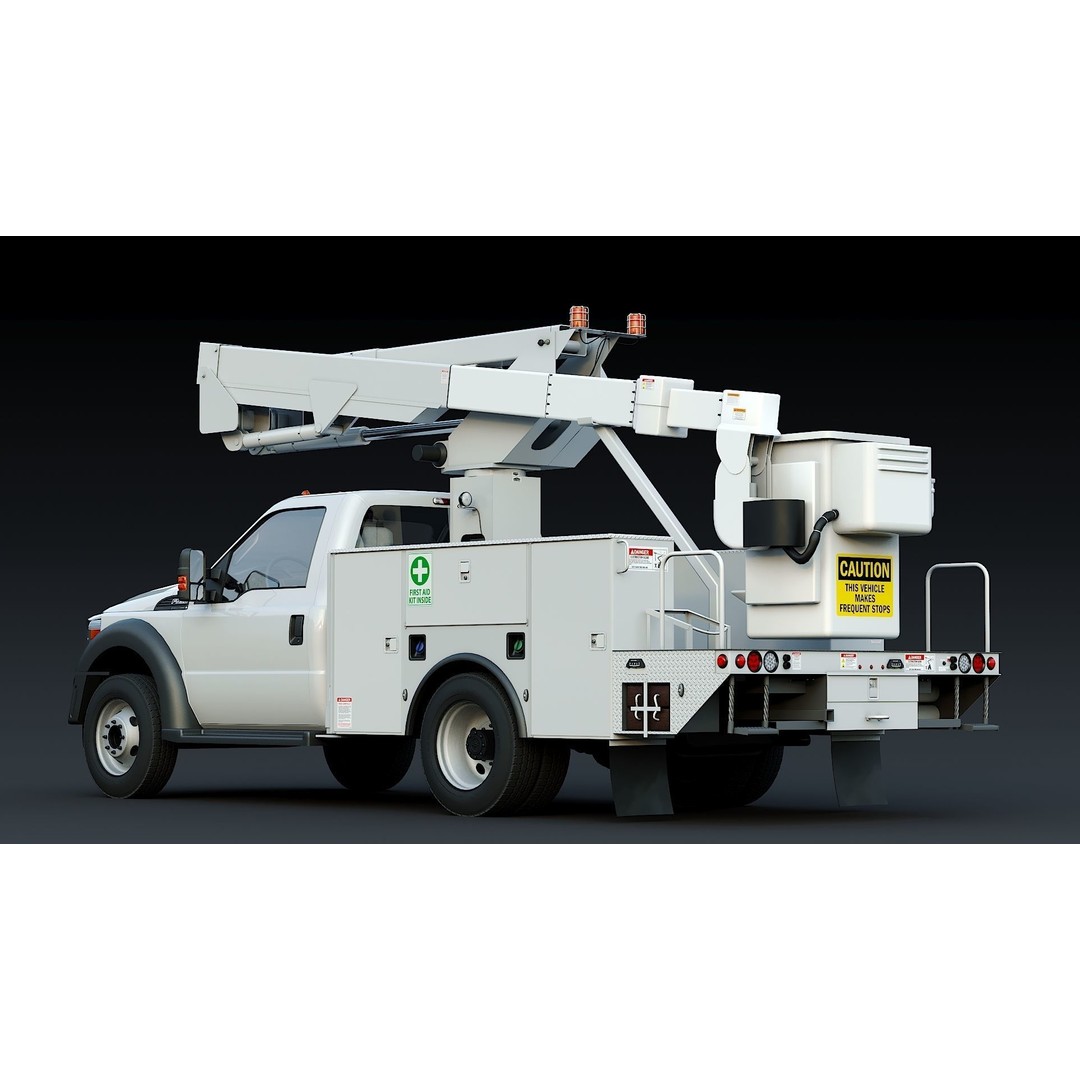 Bucket Truck 3D Model – Low Poly Boom Truck with PBR Textures - View 5