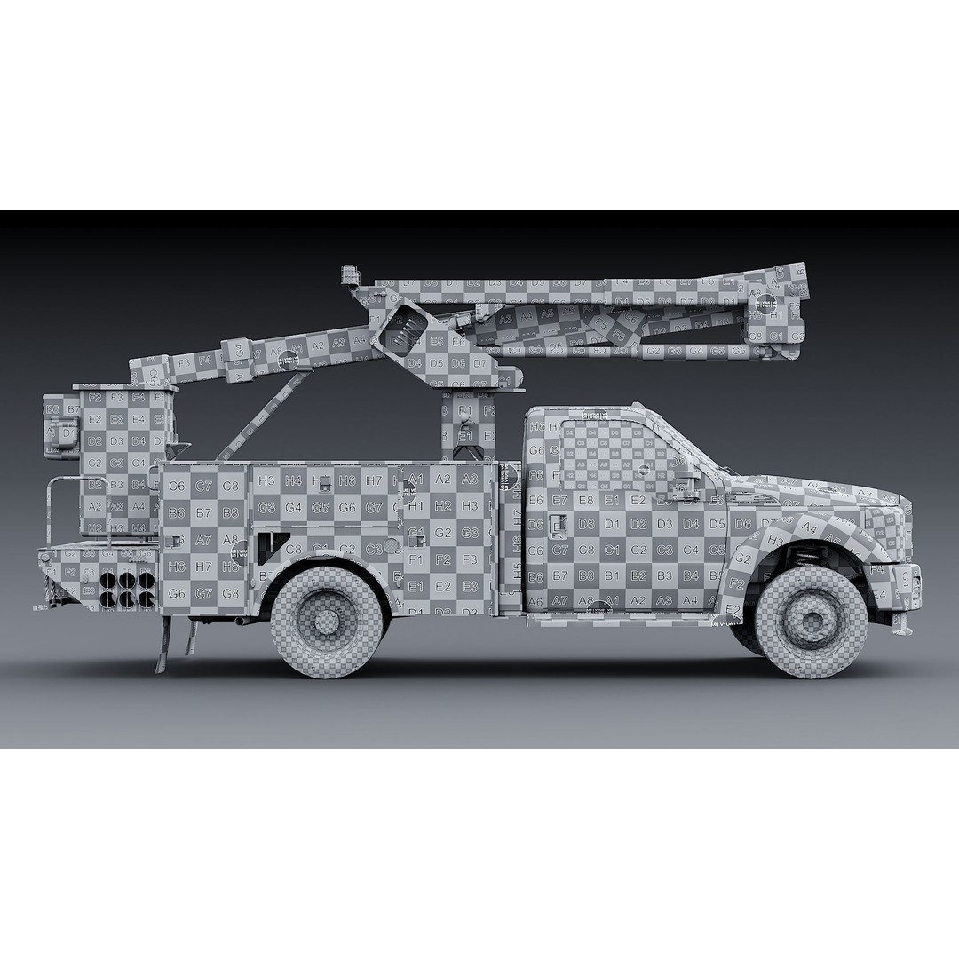Bucket Truck 3D Model – Low Poly Boom Truck with PBR Textures - View 50