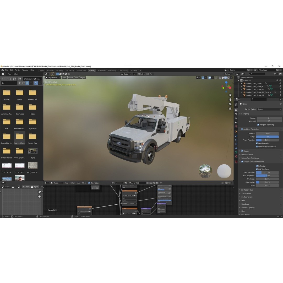 Bucket Truck 3D Model – Low Poly Boom Truck with PBR Textures - View 52