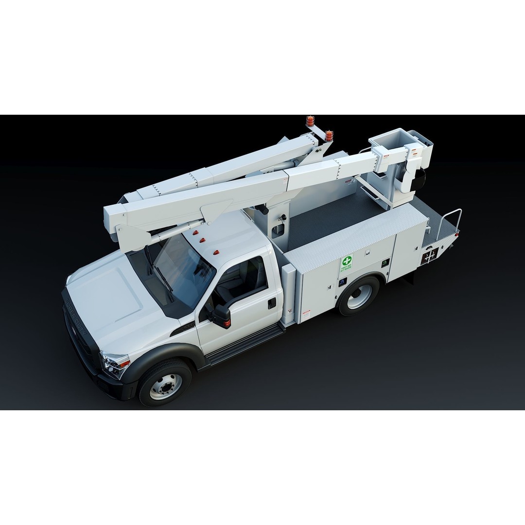 Bucket Truck 3D Model – Low Poly Boom Truck with PBR Textures - View 7
