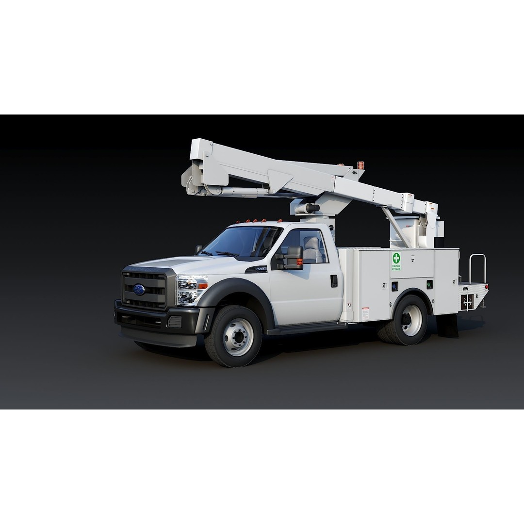 Bucket Truck 3D Model – Low Poly Boom Truck with PBR Textures - View 8