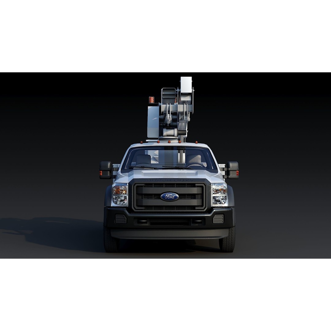 Bucket Truck 3D Model – Low Poly Boom Truck with PBR Textures - View 9