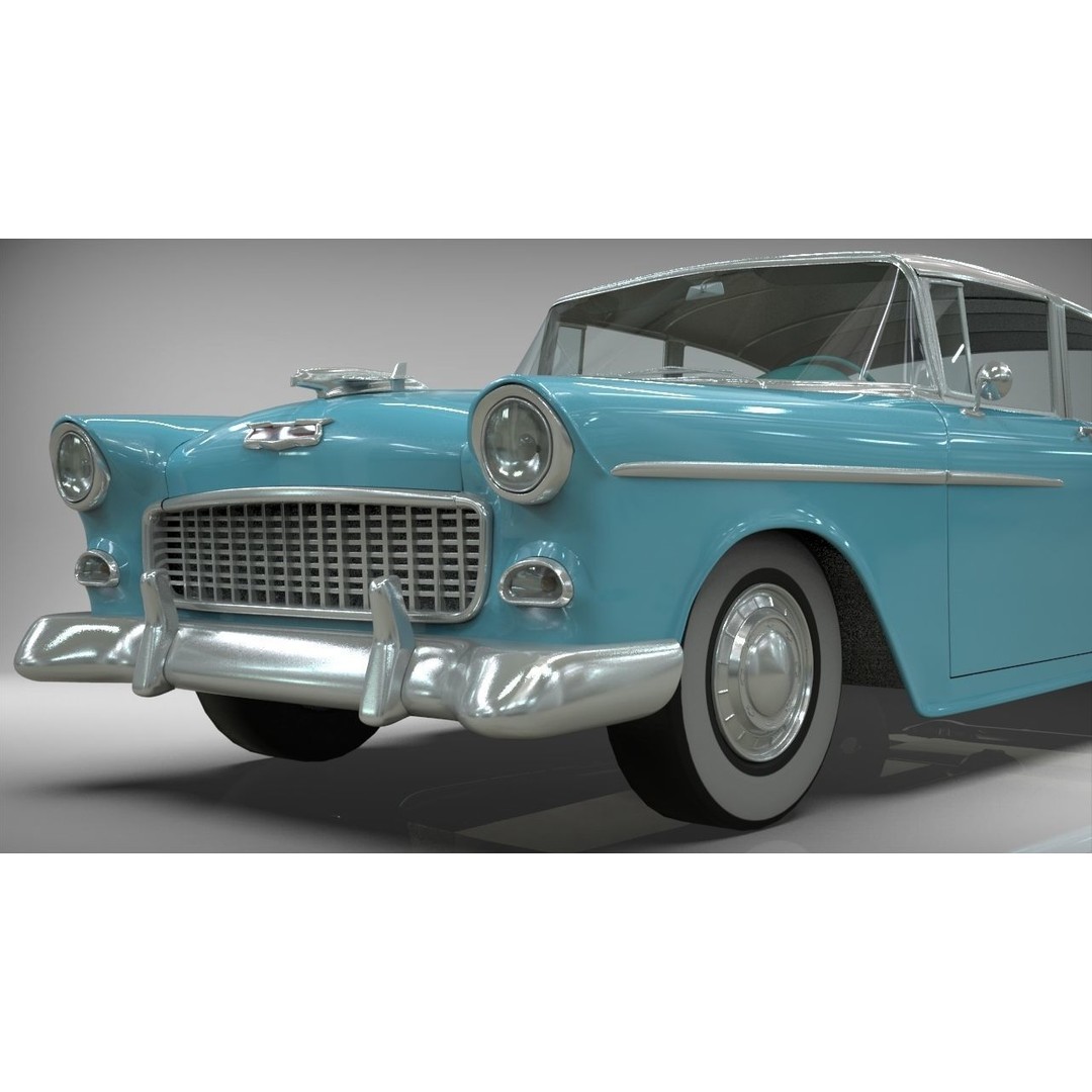 1955 Belair Sedan 3D Model – High Poly PBR Game Asset, Blender, FBX, OBJ - View 12