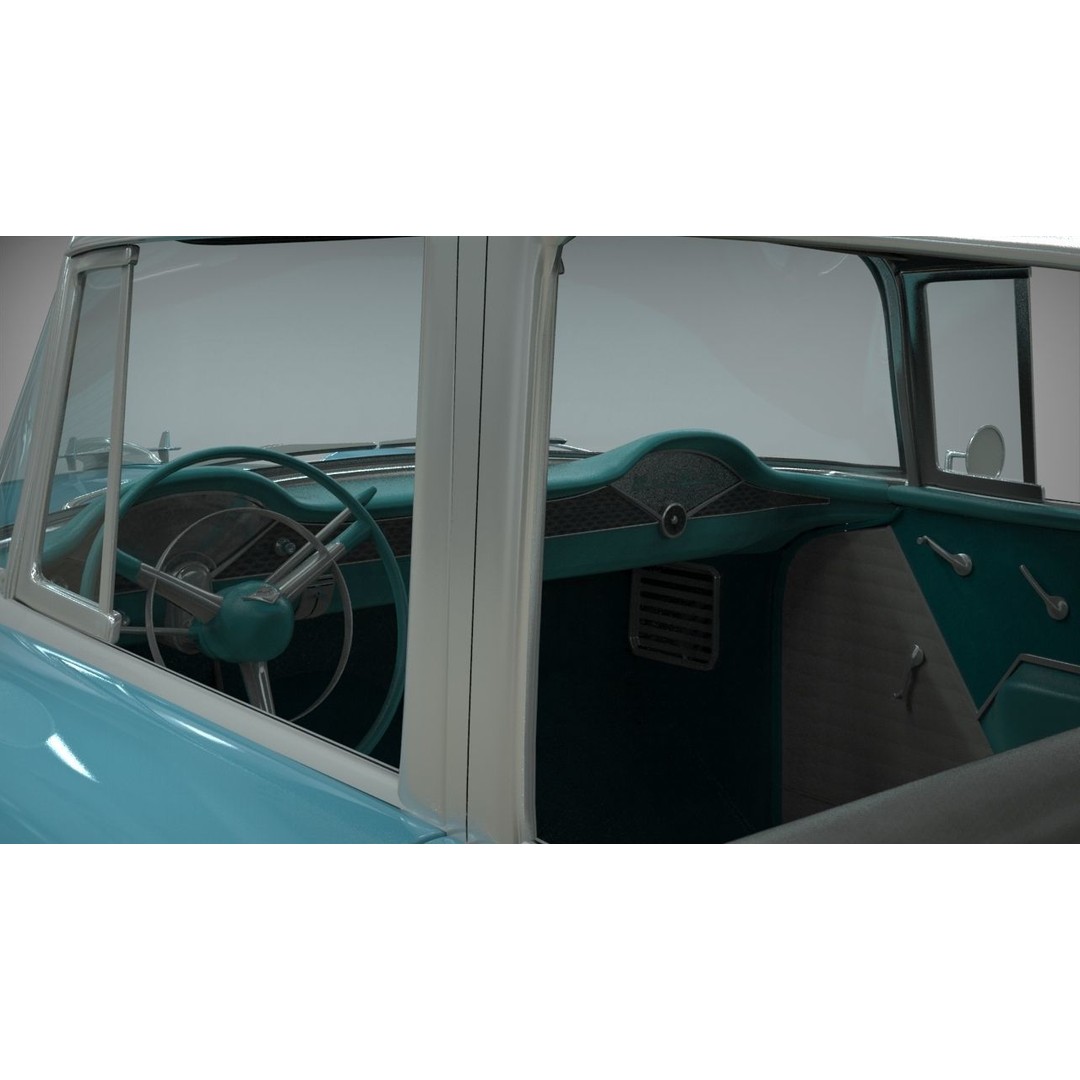 1955 Belair Sedan 3D Model – High Poly PBR Game Asset, Blender, FBX, OBJ - View 14