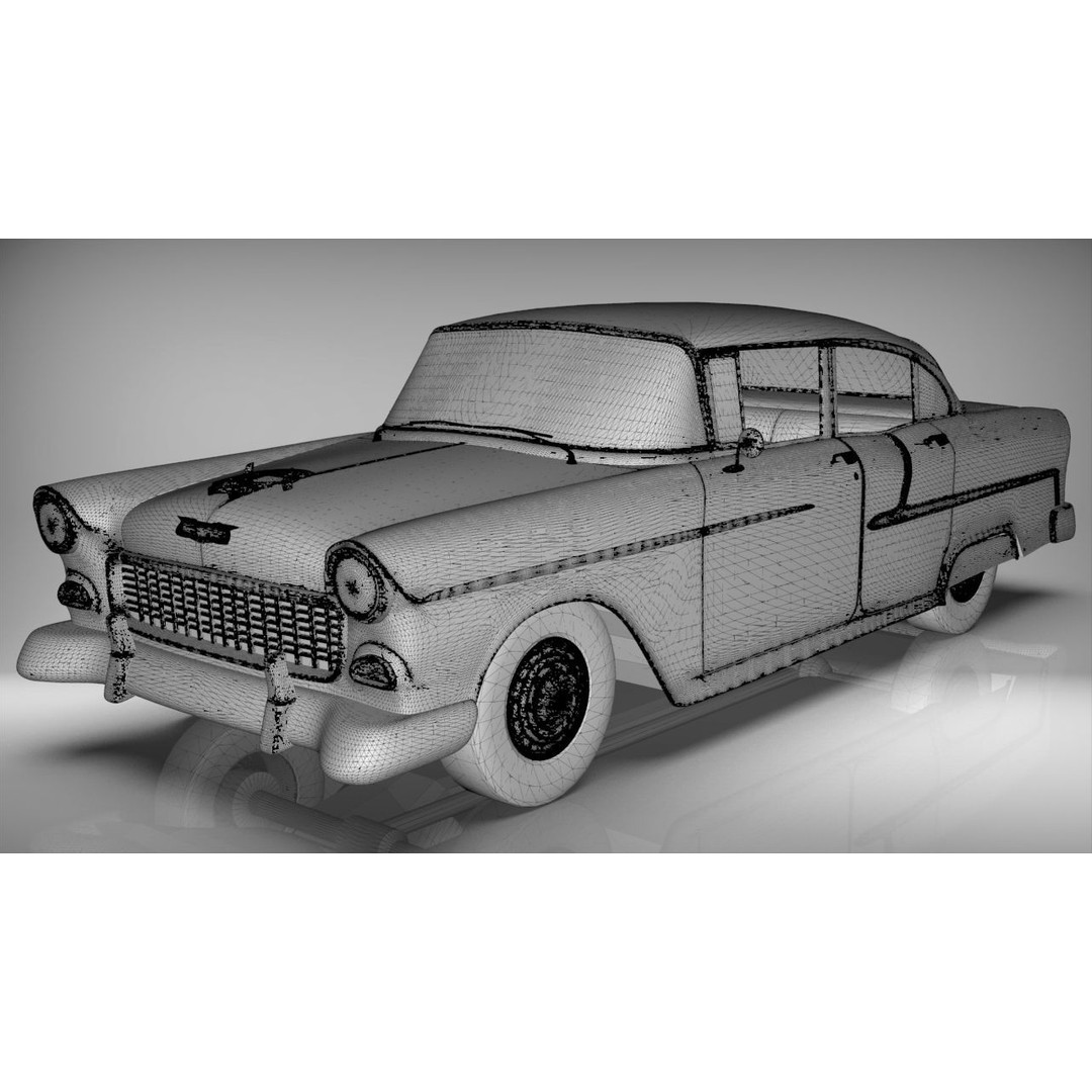 1955 Belair Sedan 3D Model – High Poly PBR Game Asset, Blender, FBX, OBJ - View 15