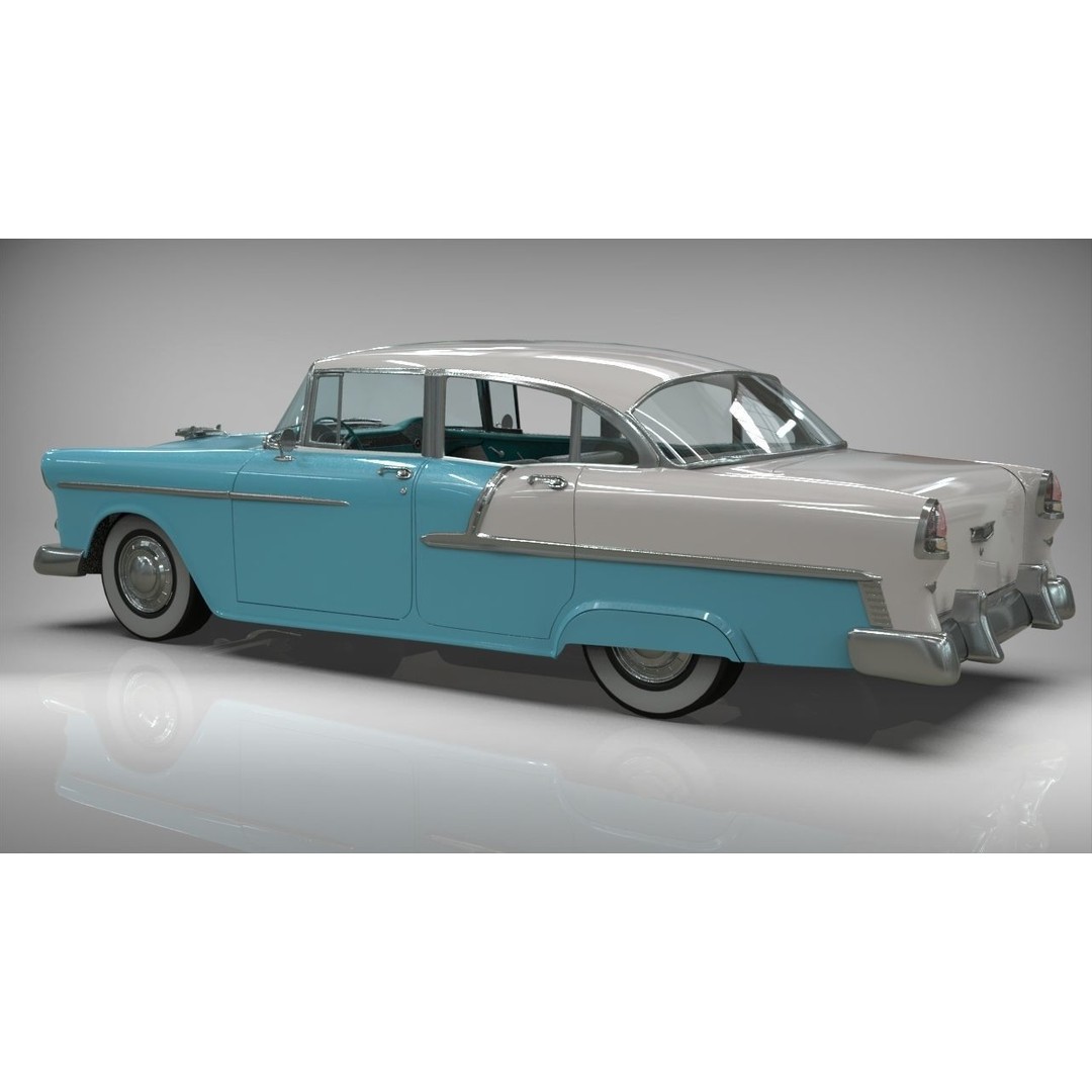 1955 Belair Sedan 3D Model – High Poly PBR Game Asset, Blender, FBX, OBJ - View 4