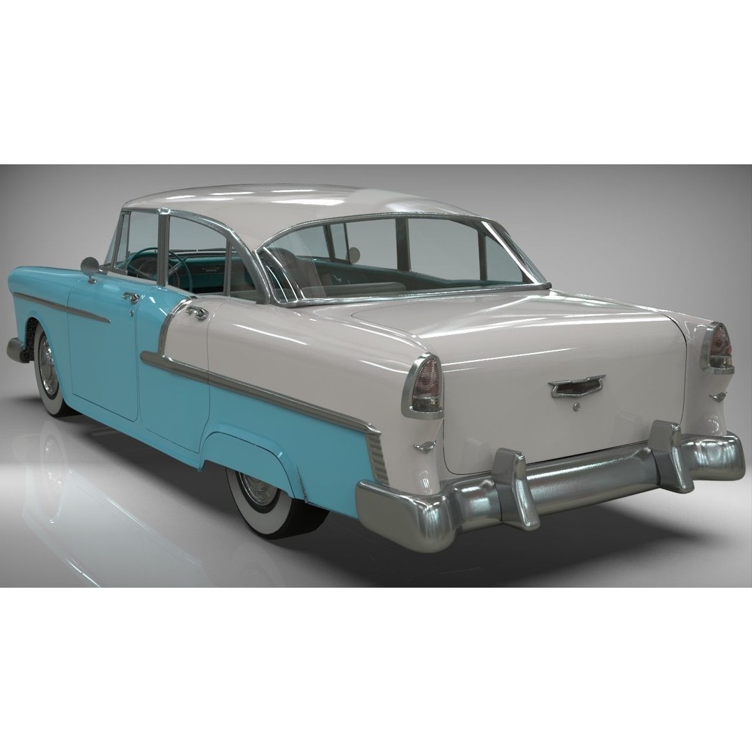 1955 Belair Sedan 3D Model – High Poly PBR Game Asset, Blender, FBX, OBJ - View 5