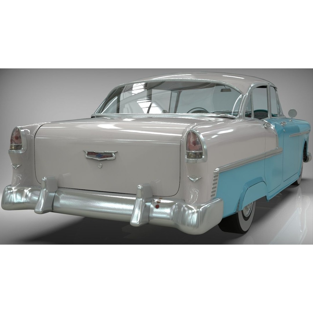 1955 Belair Sedan 3D Model – High Poly PBR Game Asset, Blender, FBX, OBJ - View 6