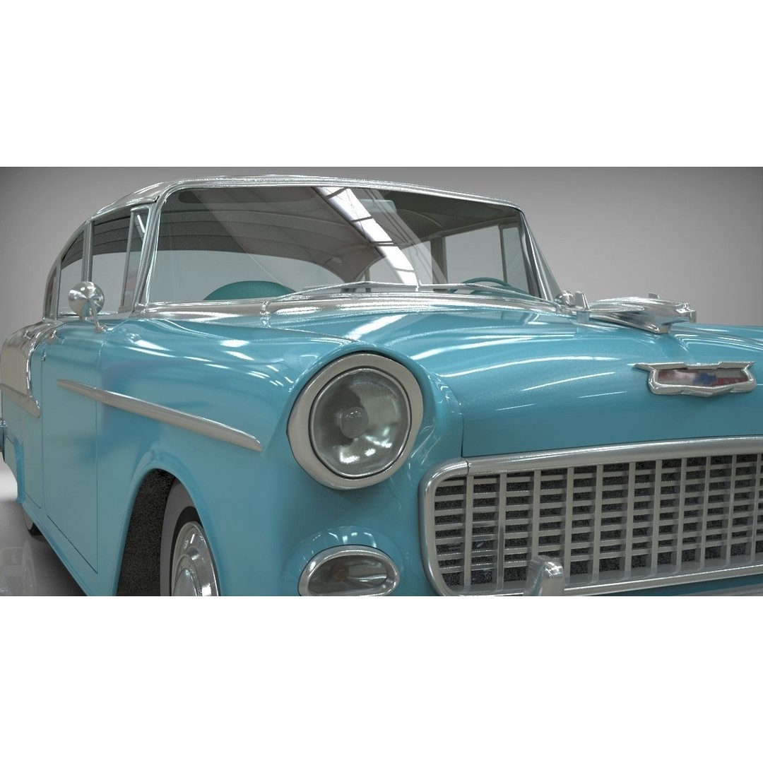 1955 Belair Sedan 3D Model – High Poly PBR Game Asset, Blender, FBX, OBJ - View 7