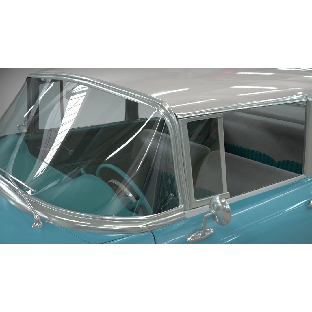 1955 Belair Sedan 3D Model – High Poly PBR Game Asset, Blender, FBX, OBJ - View 9