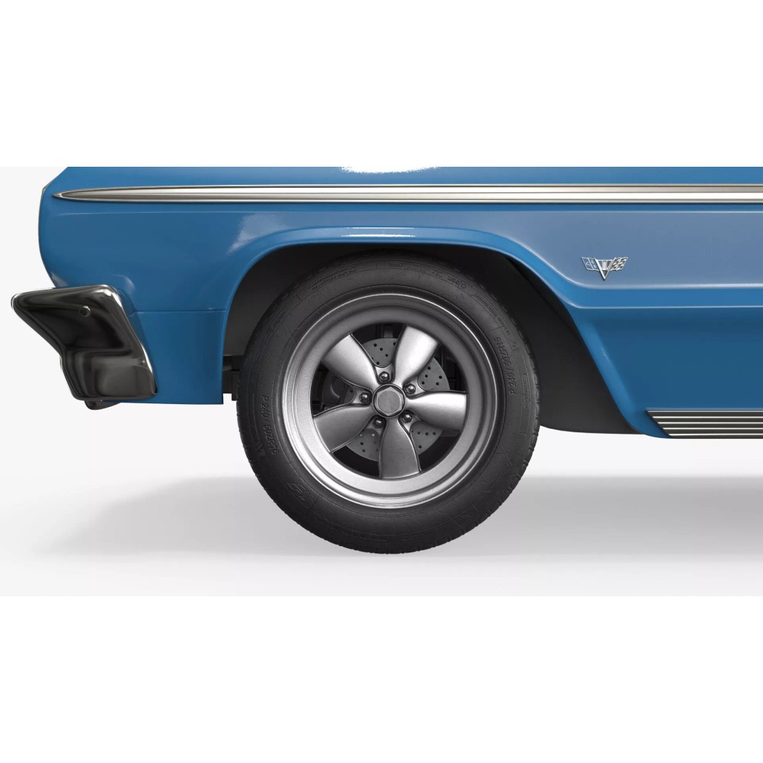 Chevrolet Impala 3D Model – Retro Lowrider Coupe, Rigged PBR - View 13