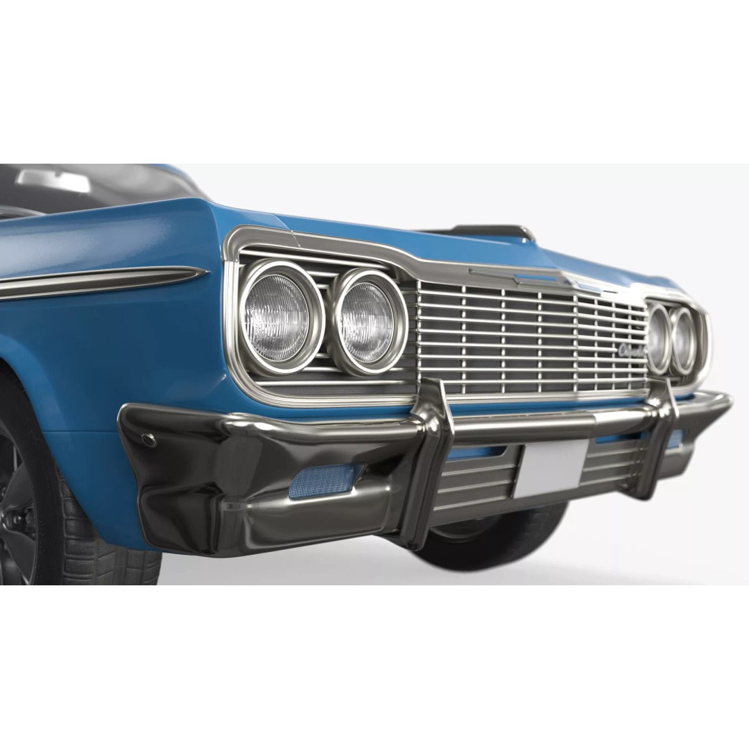Chevrolet Impala 3D Model – Retro Lowrider Coupe, Rigged PBR - View 14