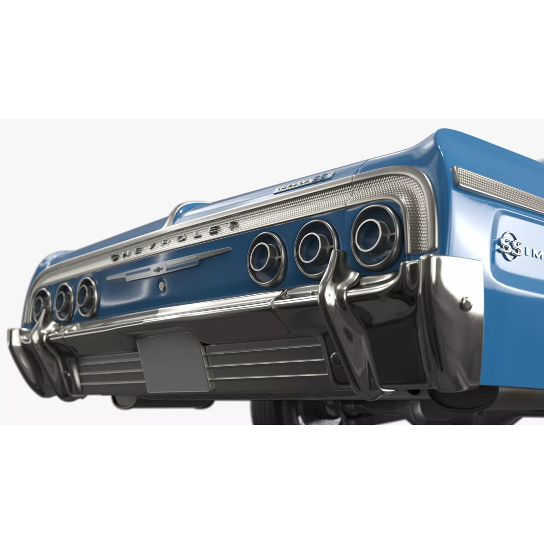 Chevrolet Impala 3D Model – Retro Lowrider Coupe, Rigged PBR - View 15