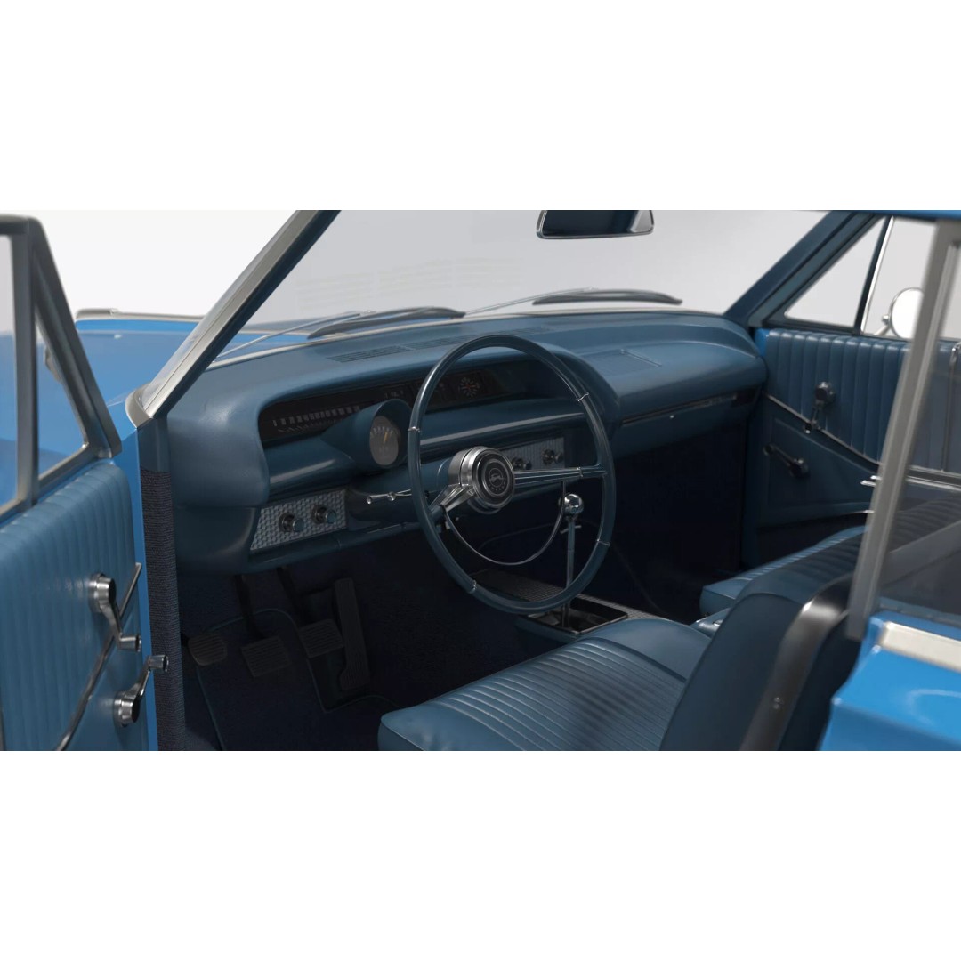 Chevrolet Impala 3D Model – Retro Lowrider Coupe, Rigged PBR - View 16
