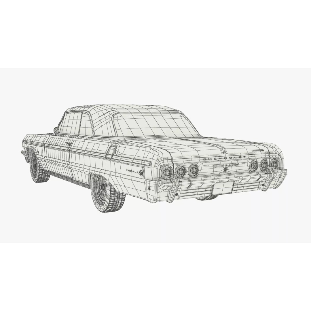 Chevrolet Impala 3D Model – Retro Lowrider Coupe, Rigged PBR - View 20