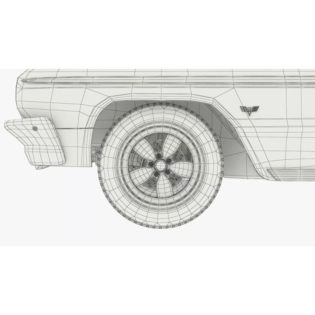 Chevrolet Impala 3D Model – Retro Lowrider Coupe, Rigged PBR - View 21
