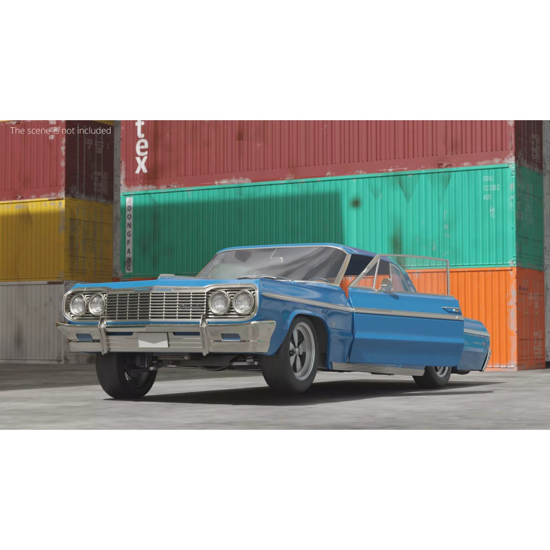 Chevrolet Impala 3D Model – Retro Lowrider Coupe, Rigged PBR - View 5