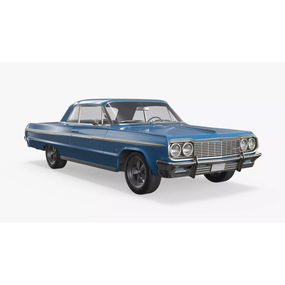 Chevrolet Impala 3D Model – Retro Lowrider Coupe, Rigged PBR - View 8