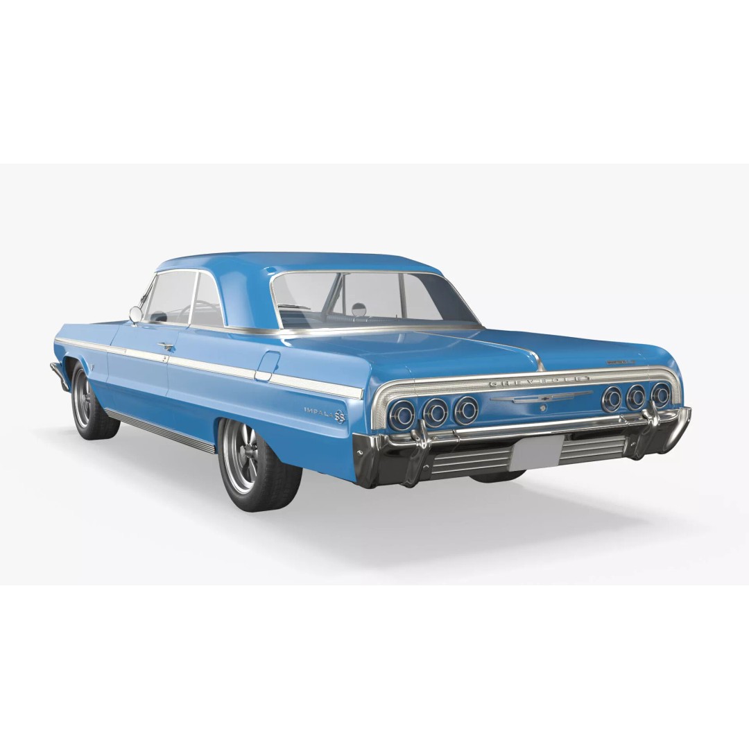 Chevrolet Impala 3D Model – Retro Lowrider Coupe, Rigged PBR - View 9