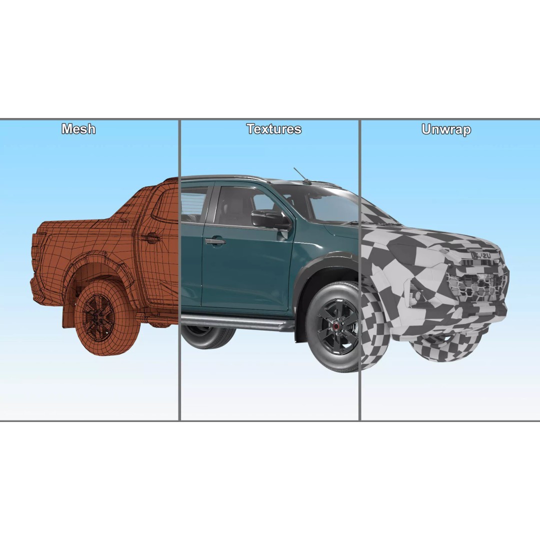 Isuzu D-MAX 3D Model – Rigged Pickup Truck for Maya, PBR Textures - View 20