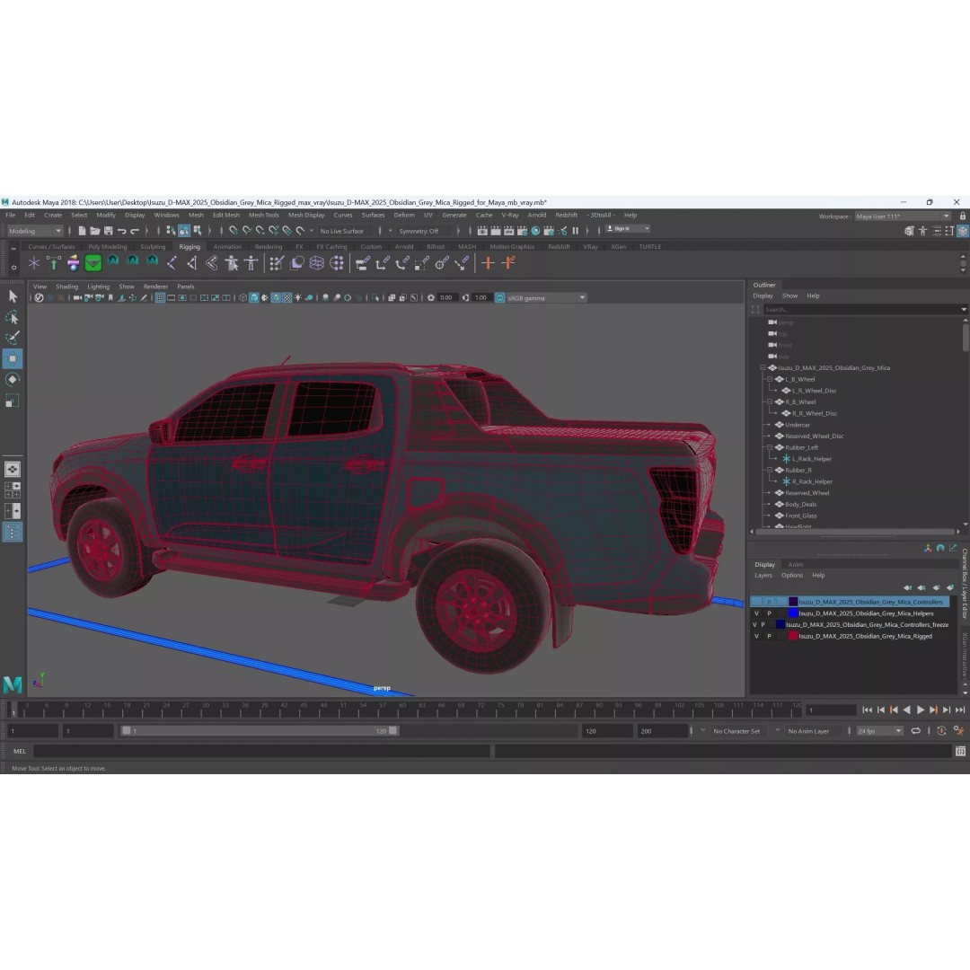 Isuzu D-MAX 3D Model – Rigged Pickup Truck for Maya, PBR Textures - View 24