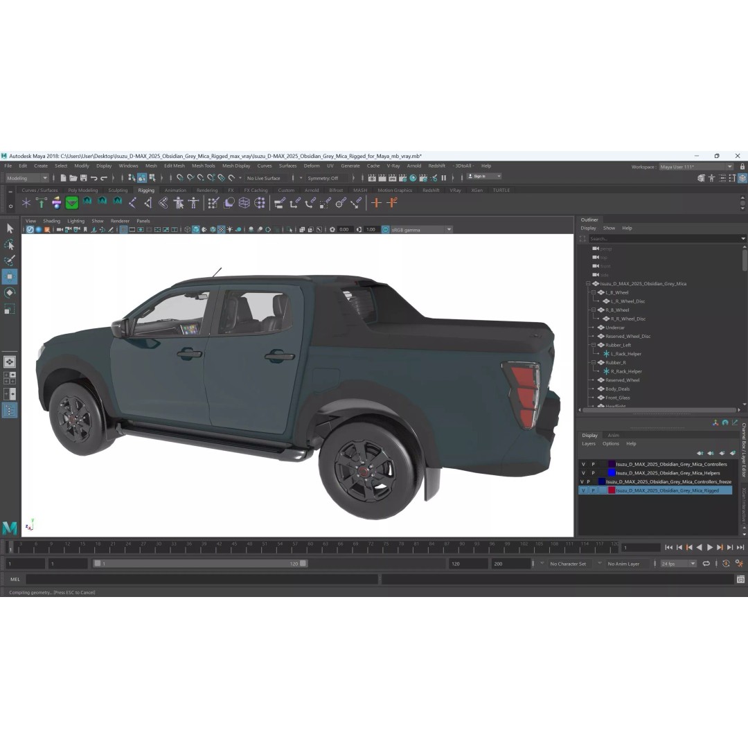 Isuzu D-MAX 3D Model – Rigged Pickup Truck for Maya, PBR Textures - View 25