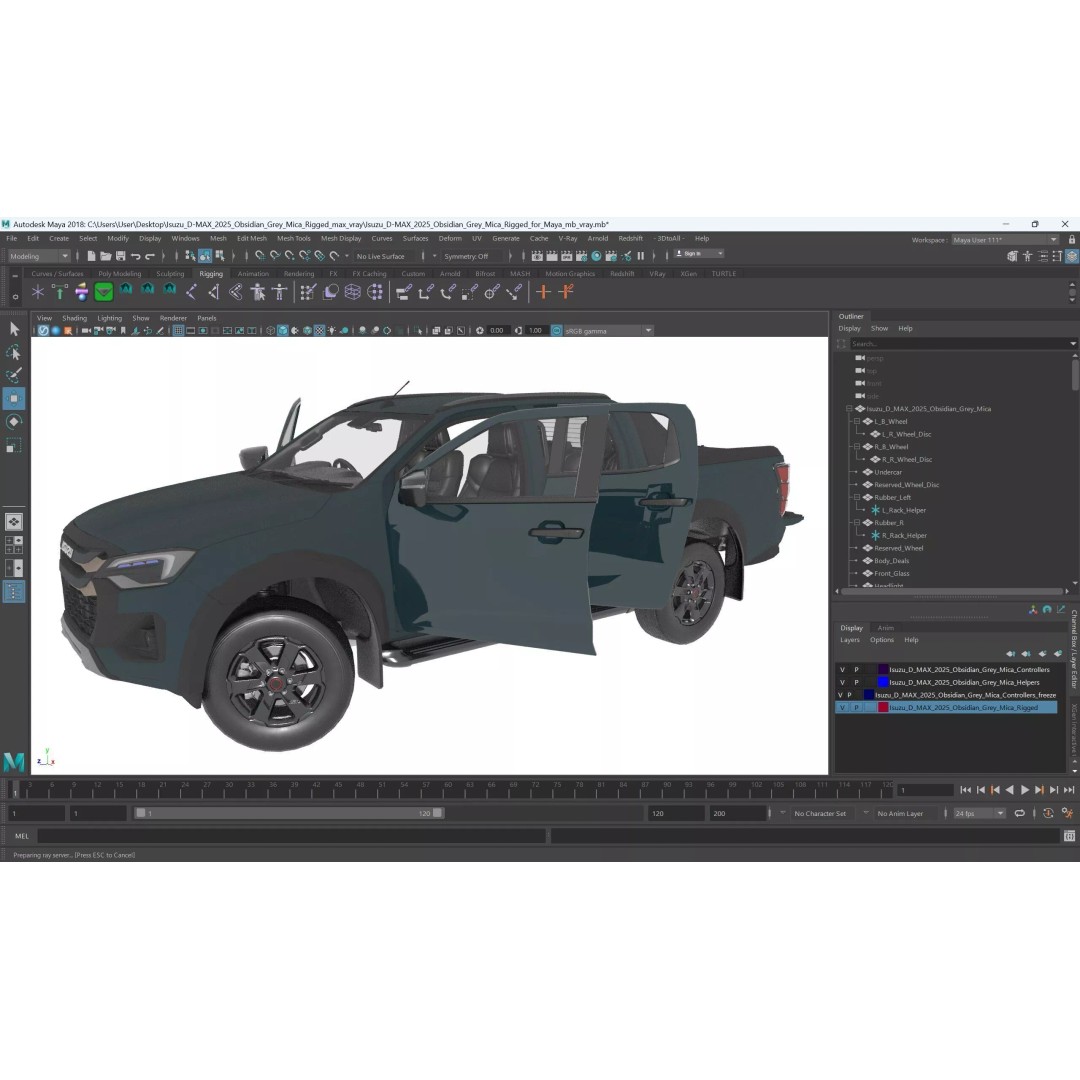 Isuzu D-MAX 3D Model – Rigged Pickup Truck for Maya, PBR Textures - View 28